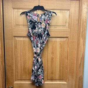 Massini Black Floral Midi Dress